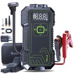 Car Jump Starter Power Pack with Air Compressor 160PSI,5000A Car Battery Booster Jump Starter(10L Gas/9L Diesel),Portable 12V battery charger Car Jump Starter Power Bank,Type-C Fast Charging,USB QC3.0