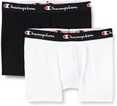 Champion Men's Boxer Briefs (Pack of 2), Multicolor (White/Black), L