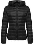 Wantdo Women's Winter Lightweight Down Jacket Packable Warm Coat Black Large