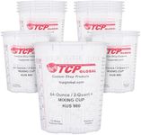Custom Shop - Pack of 12-64 Ounce Graduated Paint Mixing Cups (2 Quarts) - Cups Have Calibrated Mixing Ratios on Side of Cup - Cups Hold 80-Fluid Ounces