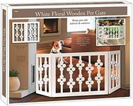 Etna White Floral Wooden Pet Gate -