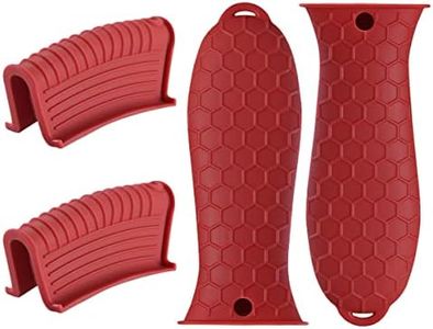 Unikstone 4 Pcs Silicone Hot Handle Holder, Heat Resistant Potholder Cookware Handle Non Slip Rubber Pot Holders Cast Iron Skillets Handles Grip Covers for Cast Iron Skillet (Red)