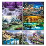 6 Pack Paint by Number for Adult Kits, DIY Landscape Oil Painting by Number Kits on Canvas for Adults Beginners for Home Wall Decor 12X16 Inch, Without Frames