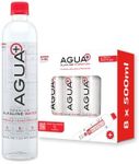 Agua Plus pH9+ Alkaline Water Bottles - 16.9 fl oz Drinking Water Bottles - USA Made - Electrolyte-Infused, Mineral-Rich, Recycled Plastic Water Bottles - 8 Pack