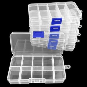 Gentpovth 6 Pezzi Scatoline per stoccaggio trasparente, Contenitori piccoli con coperchio decorativo e griglia interna, con 10 Scomparti divisori regolabili,per stoccaggio e assortimento di accessori