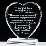 YWHL Work Bestie Gifts for Women, To My Work Bestie Heart-shaped Crystal Keepsakes Decor, Unique Farewell Going Away Gifts for Coworkers, Retirement Promotion Thank You Gifts for Friend Colleagues