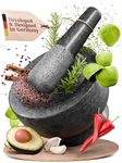 ChefSofi Mortar and Pestle Set - Black Polished Exterior - 6 inch - 2 Cup Capacity
