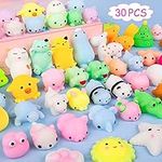 Calans Mochi Squishy Toys, 30 Pcs Mini Squishy Party Favors for Kids Animal Squishy Stress Relief Toys Cat Panda Unicorn Toys Birthday Easter Egg Fillers Easter Gifts Gifts for Boys & Girls