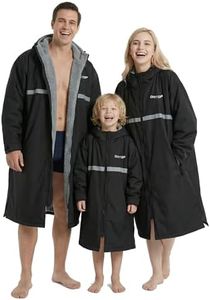 Owntop Swim Parka Men, Waterproof Surf Poncho, Oversized Hooded Changing Coat for Beach Pool (Black Gray, XL)