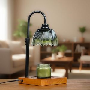 GleeNflux Candle Warmer Lamp with Timer, Dimmer & Adjustable Height, 25MM Rubber Wood, 2 Blubs, Fit All Size Jar Scented Candles, Safe Aromatherapy Light for Sleep, Work, Yoga, Bedroom, Gift for Women