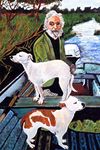 Man in Boat with Dogs Movie Painting Poster 12x18 Inch