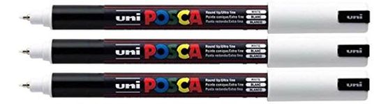 Uni Posca PC-1MR White Colour Paint Marker Pens Ultra Fine 0.7mm Calibre Tip Nib Writes On Any Surface Glass Metal Wood Plastic Fabric by Posca