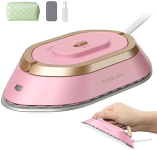 Newbealer Travel Iron with Dual Voltage - 120V/220V Mini Dry Iron for Clothes (No Steam), Non-Stick Ceramic Soleplate, 302℉ Heat Press Machine for Quilting & Sewing, 0.95lbs Lightly (Pink)