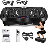 FK Sports Vibration Plate Exercise Machine, Vibration Fitness Trainer with Bluetooth Speaker, Remote, 99 Intensity Levels, 5 Programs, 2 Resistance Bands Speed Adjustable For Body Workout (Black)