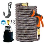 Zanmuk Expandable Garden Hose Pipe - 100ft Expanding Hosepipes for Garden Upgraded 3-Layer Latex with 10 Functions Spray Nozzle, 3/4" 1/2" Brass Connectors