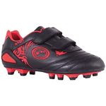 Optimum Razor Football Boots - Flat Moulded Stud Outsole, Easy Fastening Astro Trainers - PU Leather, Flexible & Comfortable Fit Football Boots - Black Red, 9 UK Child