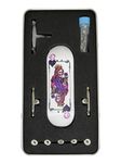 LEEFAI 32mm Pro Fingerboard Complete Set, 32x96mm Maple Wood Deck with UV Printing Graphic, Pro G4 Finger Skateboard Trucks,Urethane Bearing wheels-Op3ra V3-Queen of Hearts