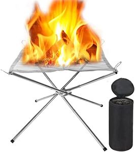 LOLYSIC Portable Fire Pit for Camping, Outdoor Small Foldable Fire Pit with Carrying Bags, Stainless Steel Mesh Camping Fire Pit for BBQ Heating, Bonfire, Barbecue, Patio, Backyard, Garden