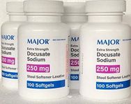 4 Pack Docusate Sodium 250mg. Major Laxative Stool Softener 100 Softgels.