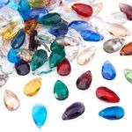 Pandahall 100pcs Faceted Dorp Glass Bead Charms Mixed Color Crystal Teardrop Beads Top Drilled Shape Chandelier Dangle Pendants for Jwewelry Making Home Hanging Decoration Hole: 1mm