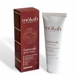 Mòkah Woman Sunsoak Tinted Sunscreen SPF 50 UV A, B, Broad Spectrum, Bluelight Protection, No White Cast, Non-Sticky, Hyaluronic Acid, Aloe Vera for Hydration, Dermatologically Tested (50 gm, Pack of 3)