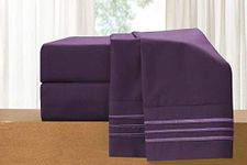 Elegant Comfort Luxury 4-Piece Bed Sheet Set - Luxury Bedding Premium Hotel Quality Microfiber, Wrinkle Resistant Cool & Breathable, Easy Elastic Fitted, King, Plum-Purple