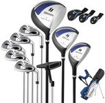 Tangkula Complete Golf Clubs Package Set 10 Pieces for Men & Women Right Hand, Includes 460cc Alloy Driver, 3# Fairway Wood, 4# Hybrid, 6#, 7#, 8#, 9# & P# Irons, Putter, Stand Bag (Blue)