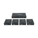 J-Tech Digital HDMI Extender Splitter 1x4 Over Single Cat5e/6 Ethernet Cable Up To 164ft. Supports PoC HDMI Loopout IR Control EDID Switch