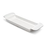 Madesmart Expandable Bath Tray for Bathtubs, Plastic Shower and Bath Shelf Caddy, White, Multifunctional Bathtub Bathroom Organizer, Premiumwhite