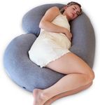 PharMeDoc Pregnancy Pillow, C-Shape Maternity Pillow (Machine Washable Jersey Cover), Pregnancy Pillow for Sleeping & Support for Back, Hips, Legs, Belly - Pregnant Gifts