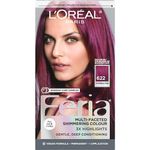 L’Oréal Paris Feria Multi-Faceted Shimmering Permanent Hair Dye, 622 Vivid Fuchsia, Permanent Hair Color for Long Lasting Hair Dye with Bonding Complex Conditioner, Pack of 1 (Packaging May Vary)