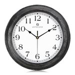 Lafocuse Farmhouse Black Wall Clock 12 Inch Silent Non Ticking, Vintage Kitchen Clocks Wall Battery Operated Distressed Clock Decorative for Living Room Bedroom Office