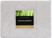 Royal Comfort Sheet Set 3000TC Bamboo Cooling Ultra Soft 1 x Flat Sheet, 1 x Fitted Sheet, 2 x Pillowcases, (4 Pcs, King, Mid Grey)