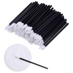 VOIISH Disposable Lip Brush Pack of 50 | Lipstick & Lip Gloss Wands | Eyeshadow Brushes | Travel-Friendly Makeup Applicator Tool Kit | Black