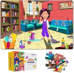 The Puzzl Co - 2 Jigsaw Puzzles in a Set with Activity Sheets - Cleaning & Cooking Theme, 36 Pcs Each, Ages 4-6, Educational Toy for Kids, Boosts Life Skills, for Boys & Girls