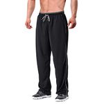 EKLENTSON Loose Fit Men's Pants Lightweight Mesh Jogging Sweat Pants with Zip Pockets Breathable Long Straight Leg Pants