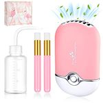 Lash Fan Dryer for Eyelash Extension USB Mini Portable Fans Rechargeable Electric Handheld Air Conditioning Lash Shampoo Brush Nose Blackhead Facial Cleaning Brushes Wash Squeeze Bottle (Pink)