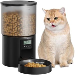 Automatic Cat Feeder Cat Food Dispenser with Programmable Timer: 4L Intelligent Cat Bowls with 10s Voice Recorder - Electric Dog Feeder Support 1-6 Meals Button Control Lockable Lid