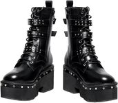 DEMONIA - Gothic Boots Merula - Size 4 - Comfortable Punk Boots with 5 cm Platform and 8 cm Heel