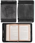 Christian Art Gifts Classic Faux Leather Bible Cover for Men and Women: Be Strong and Courageous - Joshua 1:9 Inspirational Bible Verse with Lion, Gray and Black, XL