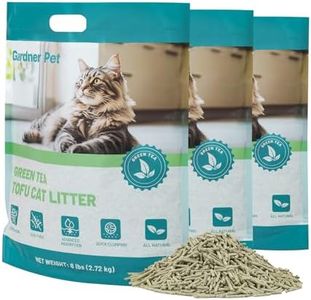 Gardner Pet Natural Tofu Cat Litter, Cat Litter with Green Tea Extract – Dust-Free, Fast Clumping, Flushable, and Odor Control for Multi-Cat Homes, 6lbs x 3 Pack