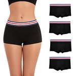 ZLYC Women Cotton Boyshorts Comfort Breathable Panties Stretch Underwear,4 Pack Black,S