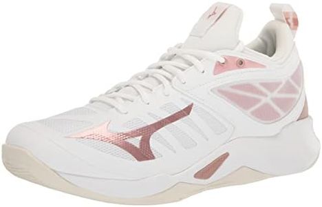 Mizuno Women's Wave Dimension Volleyball Shoe, White-Rose Gold, 9