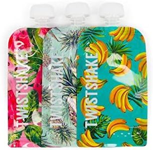 Twistshake 3X Squeeze Bag Reusable Baby Double Zip Food Pouch 220 ml, Refillable Food Storage Bag for Weaning, Yoghurt, Purees & Lumpy Homemade Baby Food, Washable Freezer Safe, BPA Free, Fruit