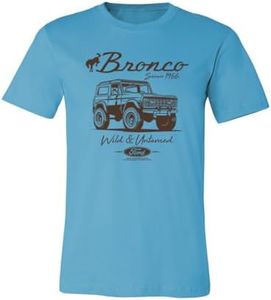 Wild Bobby Ford Bronco Wild Untamed 1966 Classic Retro Cars and Trucks Mens Graphic T-Shirts USA Motors Tee Graphic Printed T Shirts for Men, Light Turquoise, 4X-Large