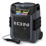 ION Block Rocker XL - Portable Bluetooth Outdoor Party Speaker, 220W, with Karaoke Microphone, Battery, 5 Speakers, Lights, Radio, USB Charging & App