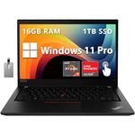 Lenovo ThinkPad T14 Gen 2 Business Laptop, 14" FHD Display, AMD Ryzen 7 Pro 5850U, 16GB RAM, 1TB PCIe SSD, AMD Radeon Graphics, 720P HD Webcam, Wi-Fi 6, Win 11 Pro, Black, 32GB Hotface USB Card