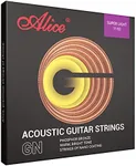 Alice Acoustic Guitar Strings Phosphor Bronze Light Gauge 11-52 for 6 String Guitars - Bright - Nano-Polishing Lamination, 1 Pack(Rose Gold)
