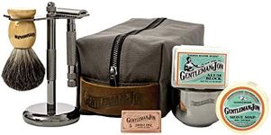 Gentleman Jon Deluxe Vintage Wet Shave Grooming Set for Men - Safety Razor, Brush, Alum Block, Soap, Bowl, Blades, Stand & Dopp Kit