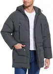 Flygo Men's Long Parka Winter Coats Hooded Puffer Jacket Heavy Warm Water-Resistant Outerwear Cold Weather(DarkGrey-M)